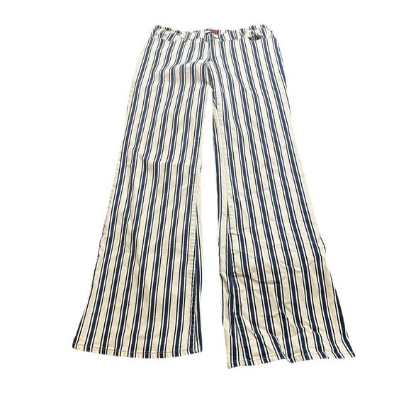 Tommy Hilfiger Y2K Striped Flare Jeans Bell Bottoms Blue White Hippie Fits 28 - Picture 1 of 10